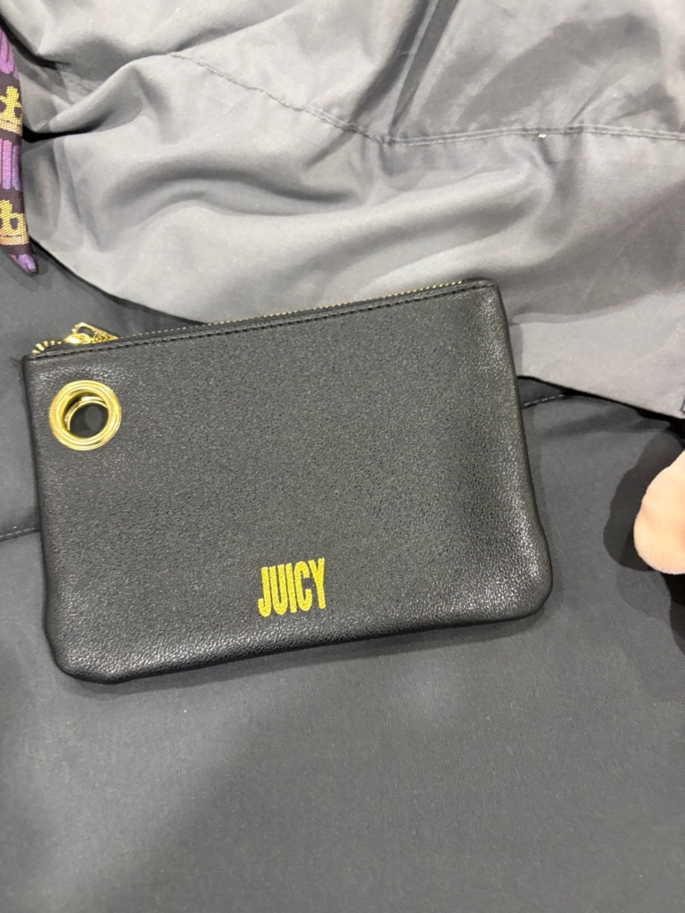 Juicy Couture Black Pouch with Gold Accent and Lettering